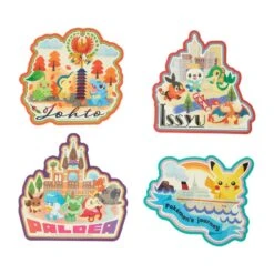 Pikachu Sticker With Johto, Unova And Paldea Region (Set Of 4) - Pokémon's Journey(Pikachu Sticker With Johto Unova And Paldea Region Set Of 4 Pokemons Journey)